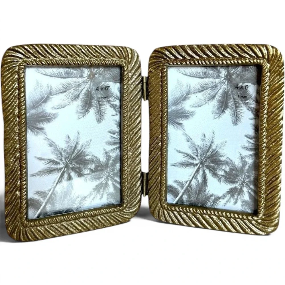 4x6 Metal Rope Folding Picture Frame Brass - Threshold Studio McGee, Target